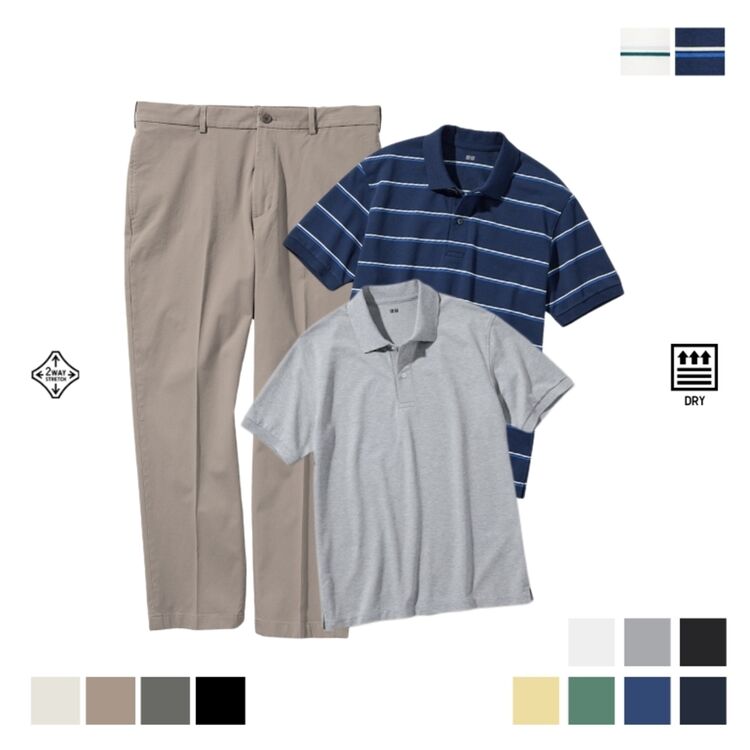 Kaos Polo Dry Pique Lengan Pendek & Celana Ankle Rapi