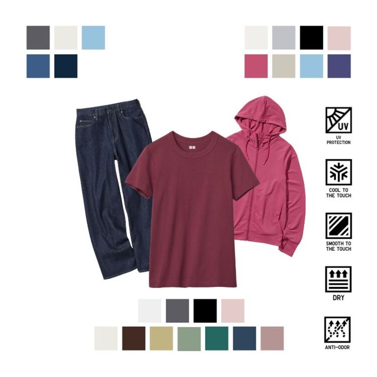 4. Jaket Mesh Hoodie (Wanita) + T-shirt Kerah Bulat + Jeans Lebar Lurus