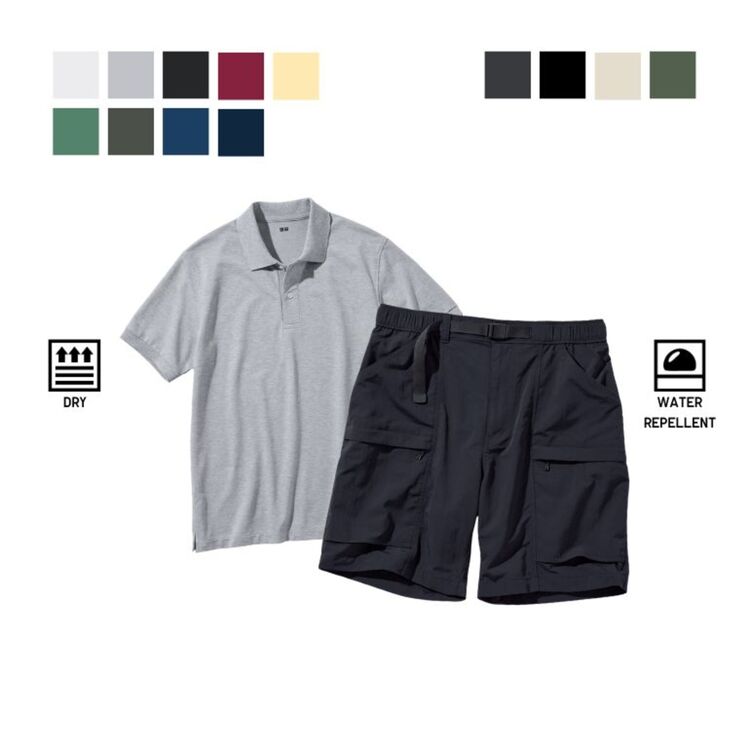 Kaos Polo Dry Pique & Celana Pendek Geared (Water-Repellent)