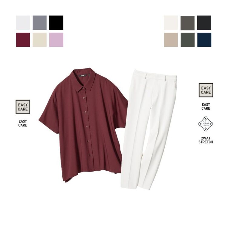 3. Blus Rayon Lengan Pendek & Celana Ankle Rapi