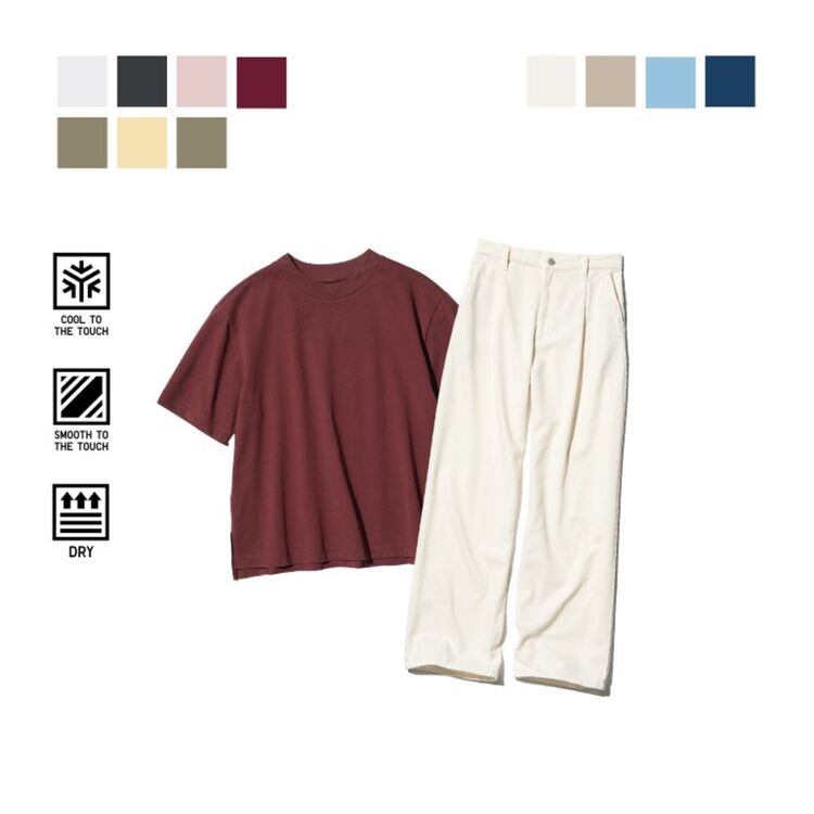 1. T-Shirt Katun Lembut Stretch Kerah Bulat & Celana Lipit Denim