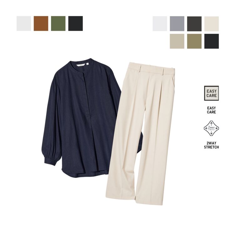 1. Tunik Katun Linen & Celana Lebar Lipit