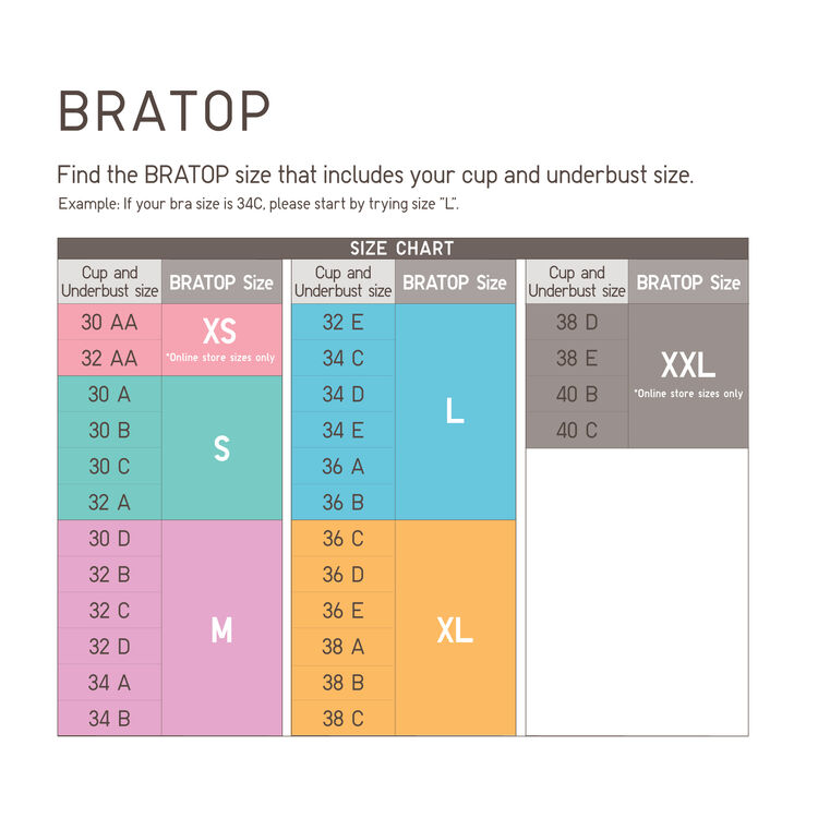 size chart bra top