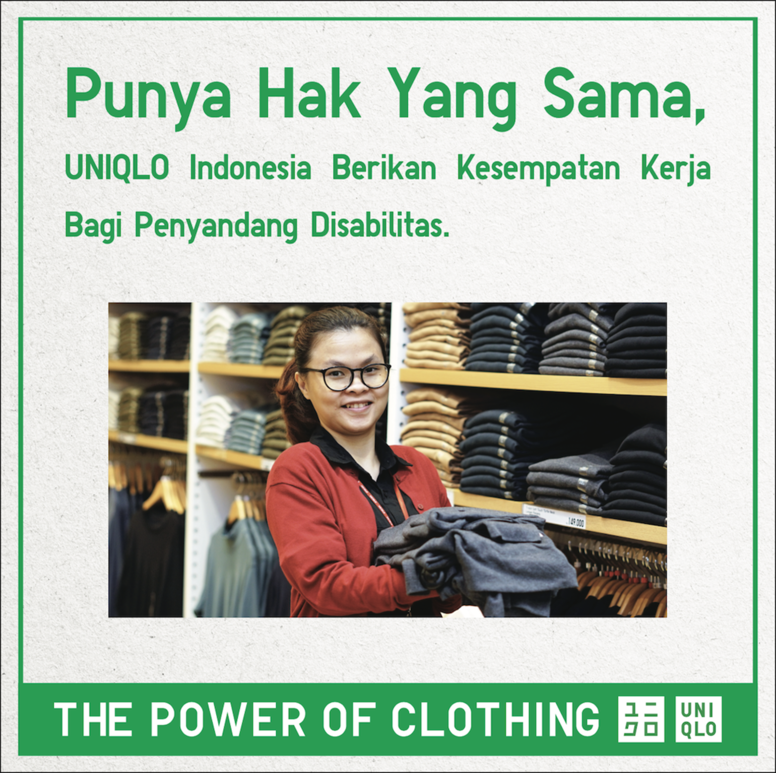 Punya Hak Yang Sama, UNIQLO Indonesia Berikan Kesempatan Kerja Bagi Penyandang Disabilitas