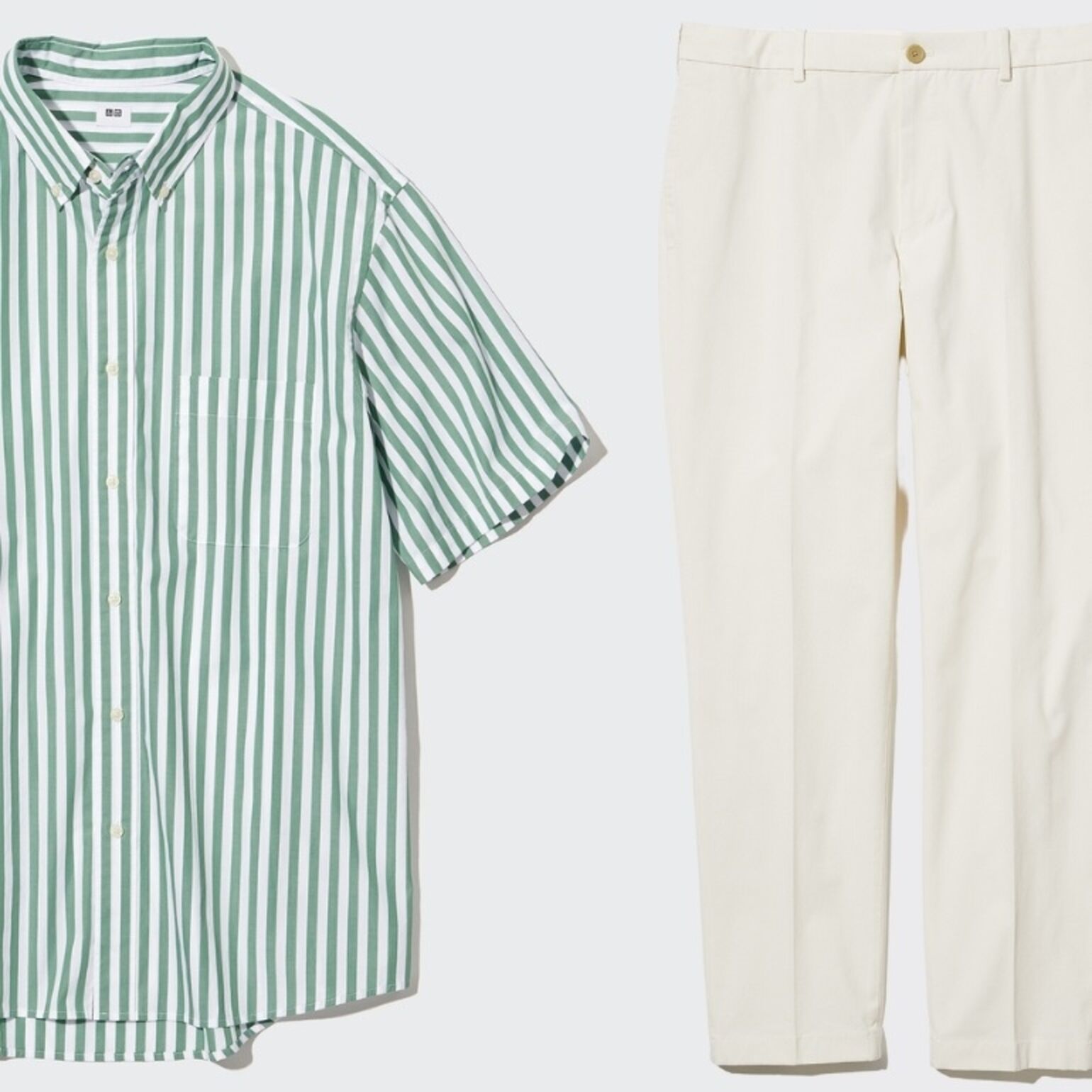 2. Kemeja Broadcloth Garis dan Celana Panjang