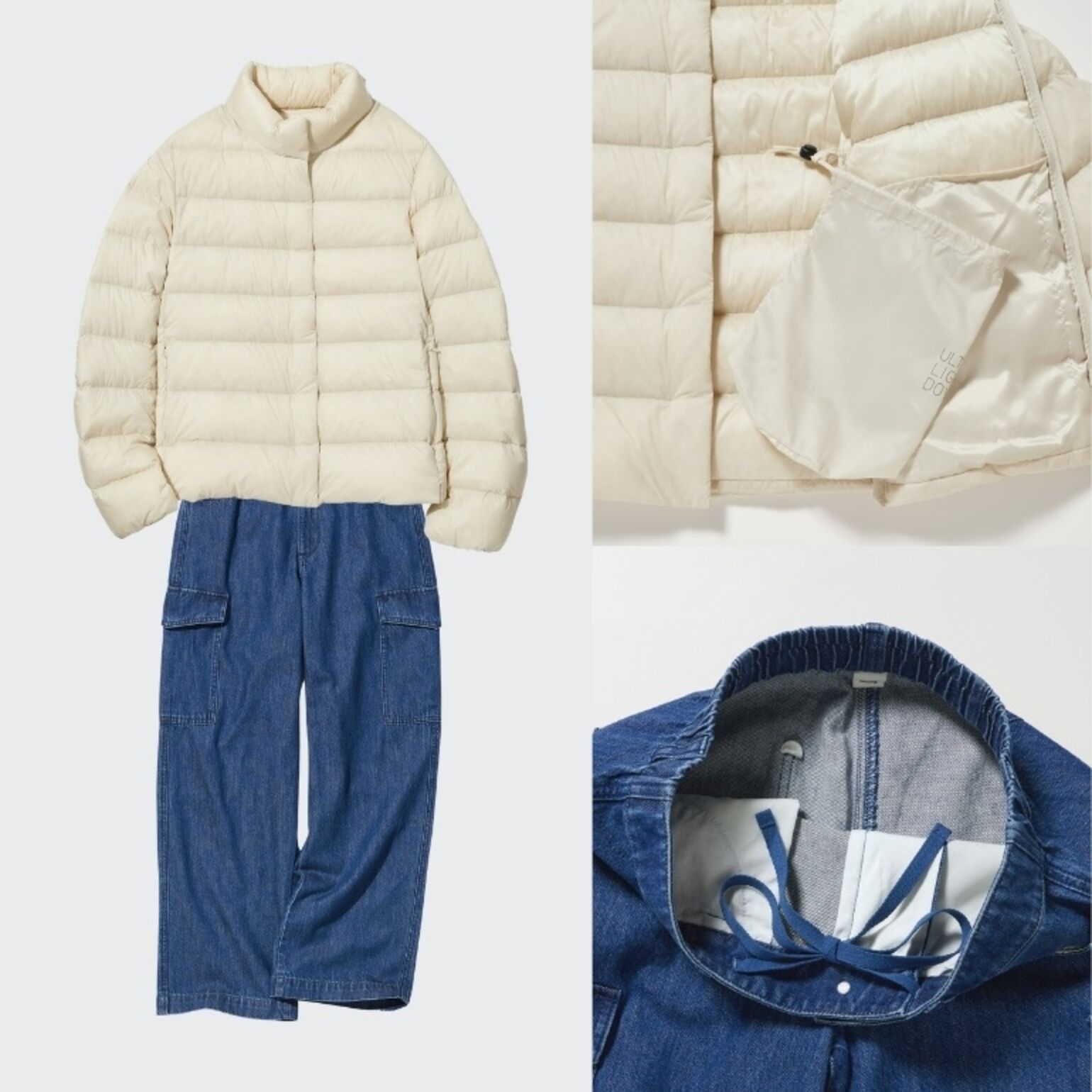 Jaket Ultra Light Down & Celana Kargo Denim