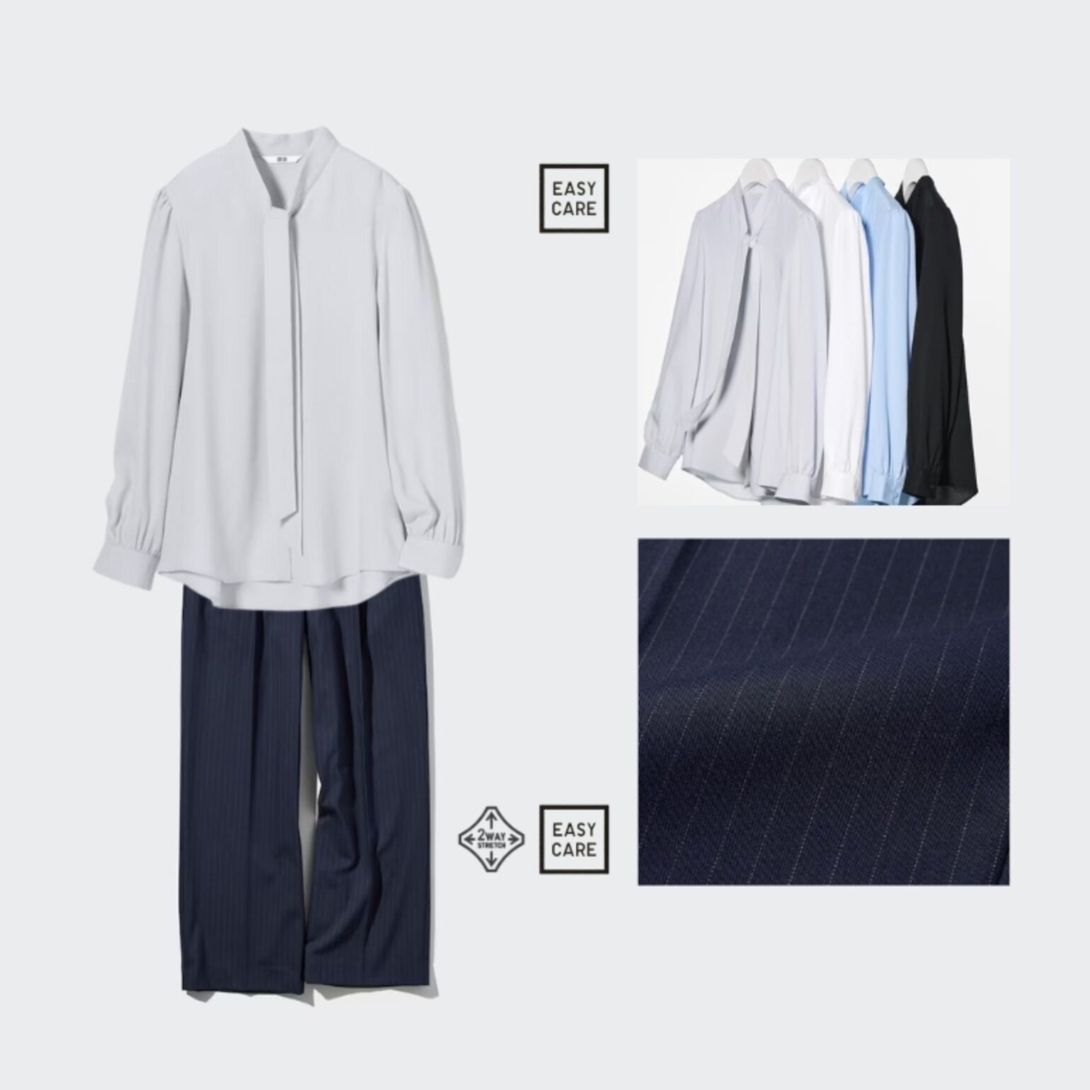 Rayon Lengan Panjang dan Celana Lebar Lipit