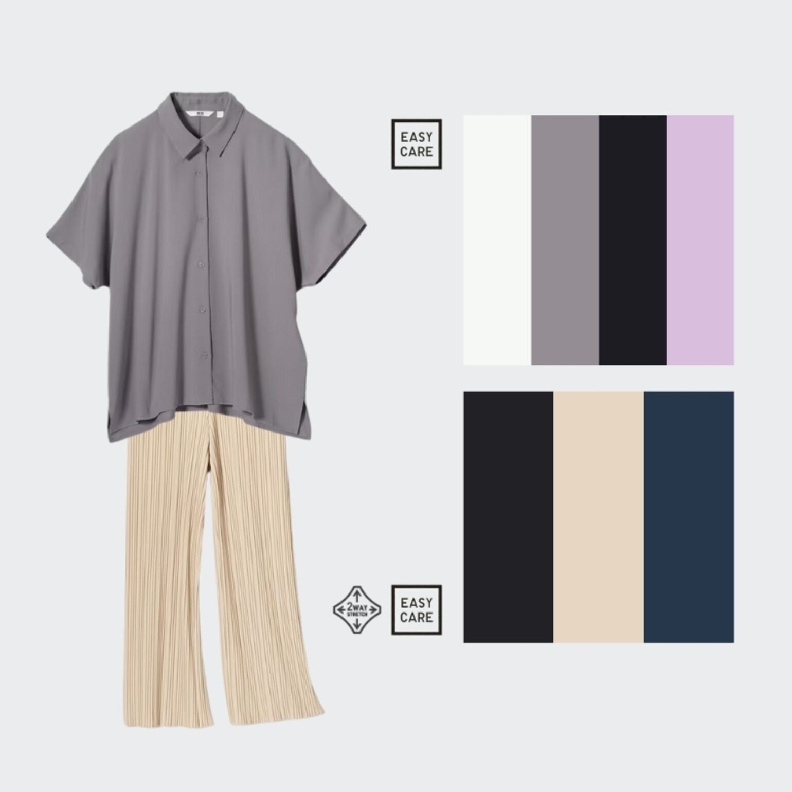 Blus Rayon Lengan Pendek dan Celana Lipit