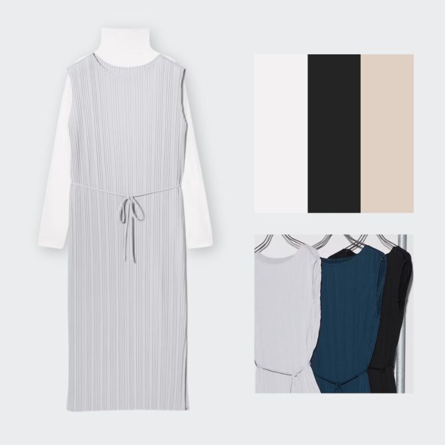 Gaun Lipit dan AIRism T-Shirt