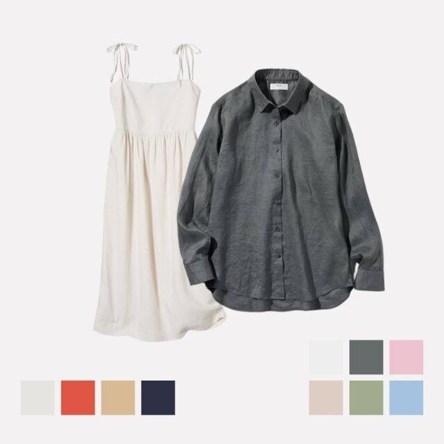 Dress Kamisol Linen dan Kemeja Premium Linen Lengan Panjang