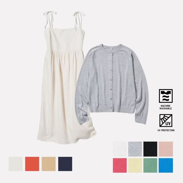 Linen Blend Camisole Dress & Cardigan Protection UV