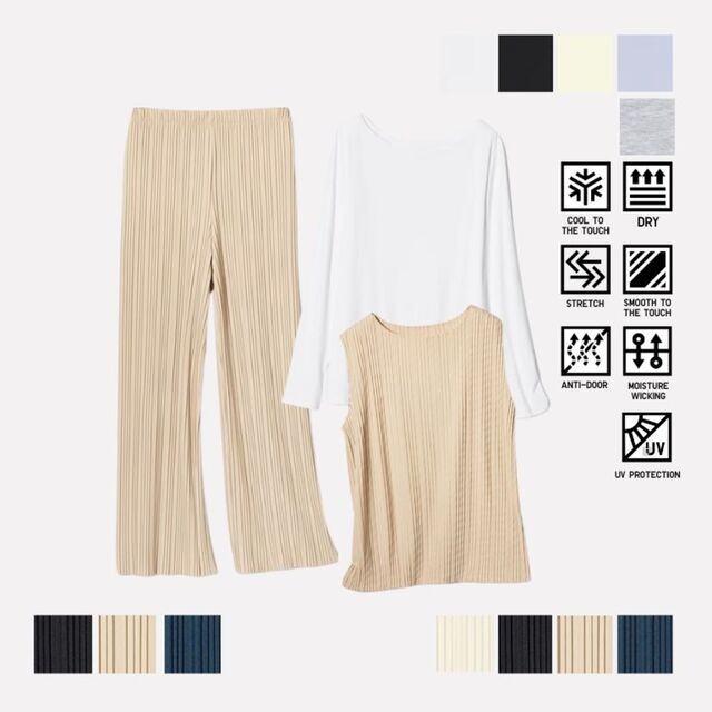 Pleated Straight Pants & Pleated Sleeveless Top