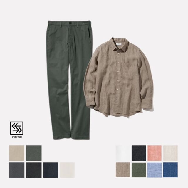 Kemeja Premium Linen Lengan Panjang dan Celana Chino Slim Fit