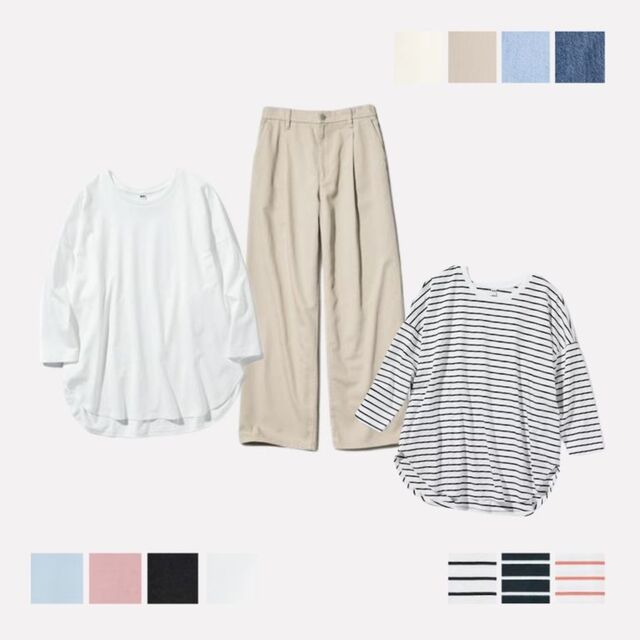 T-Shirt Katun Lembut & Celana Drapey Denim