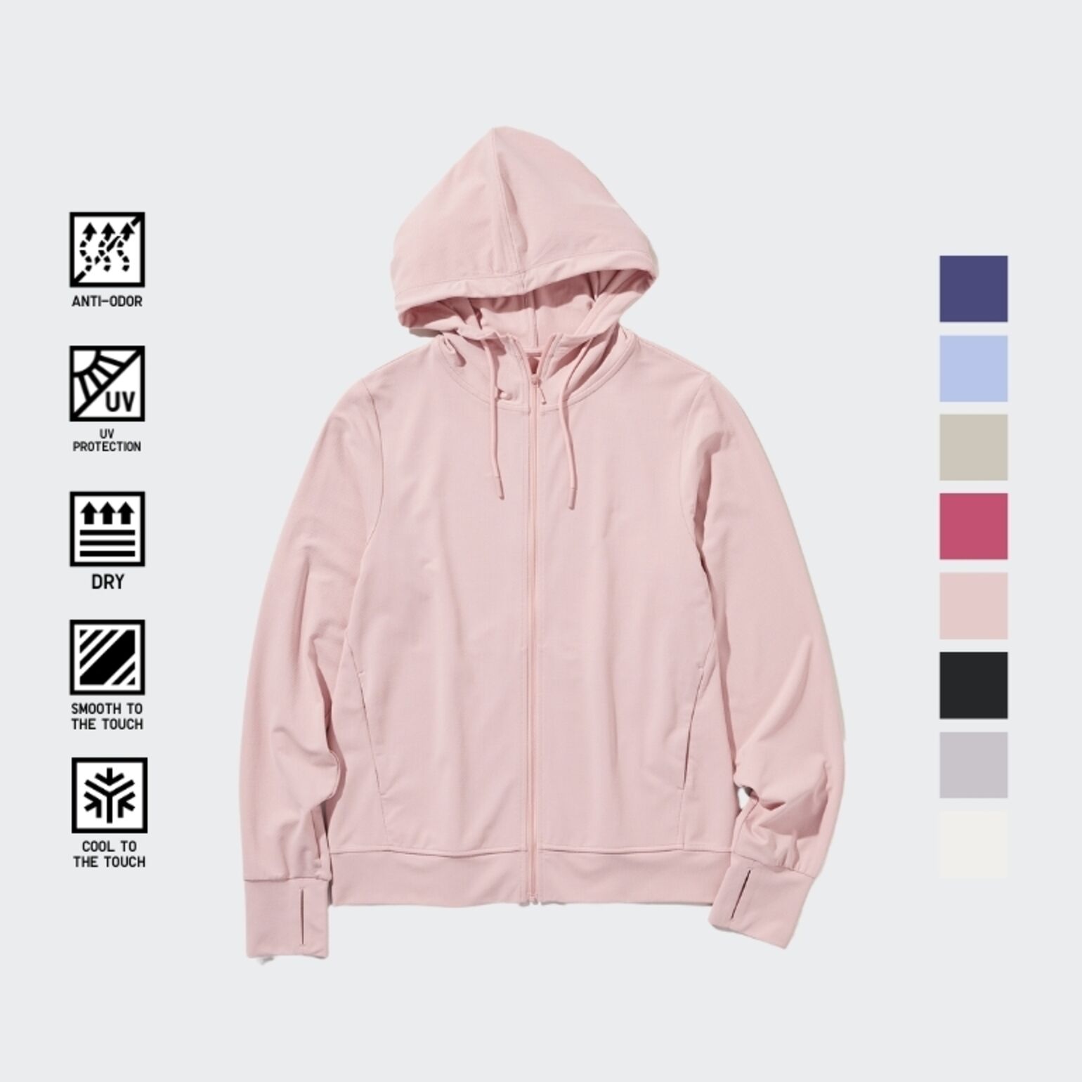 2. AIRism Jaket Mesh Hoodie Proteksi Sinar UV Lengan Panjang 