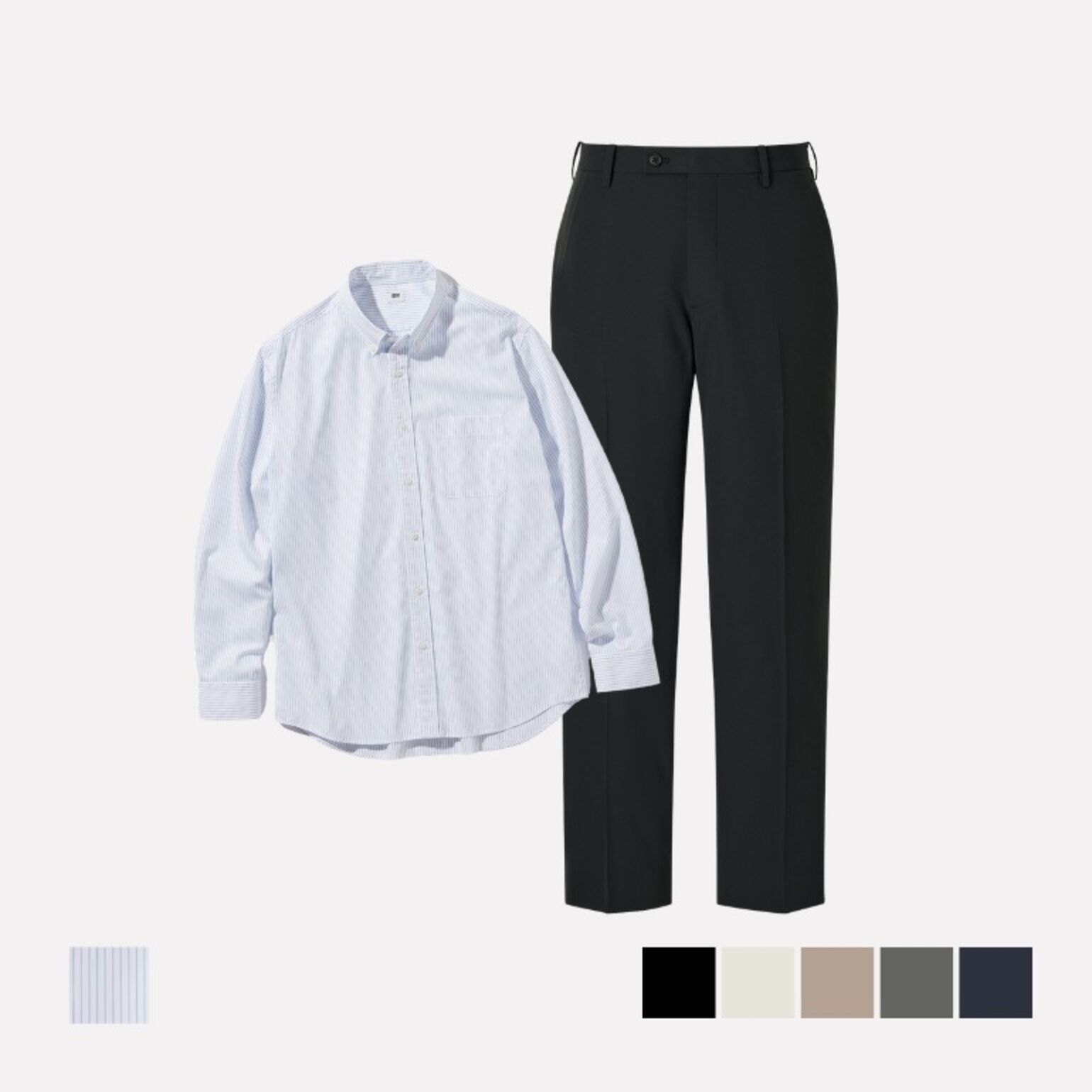 4. Kemeja Broadcloth Extra Fine Cotton Garis Lengan Panjang & Celana Miracle Air (AirSense) Serupa Katun