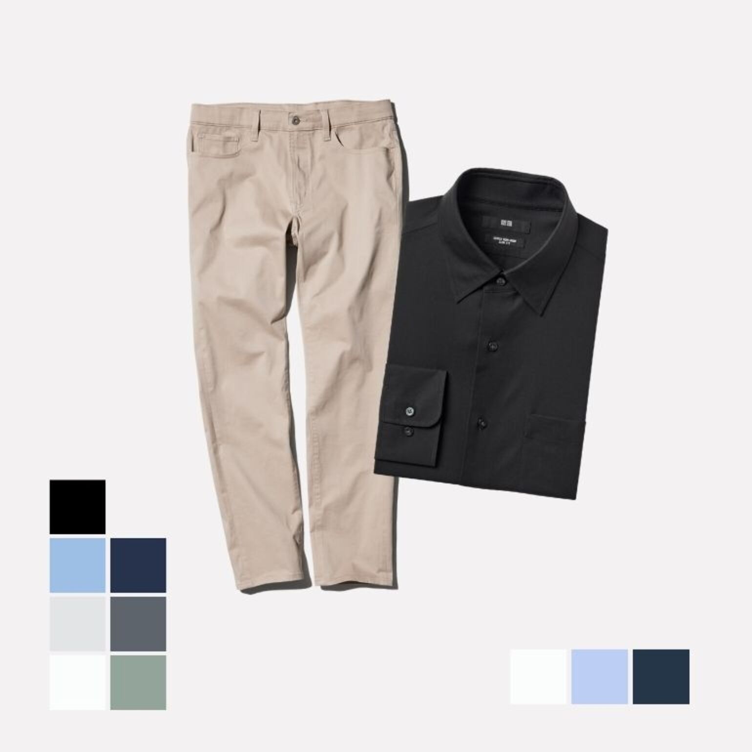 2. Celana Jeans Warna Ultra Stretch dan Kemeja Super Non Iron Slim Fit Lengan Panjang