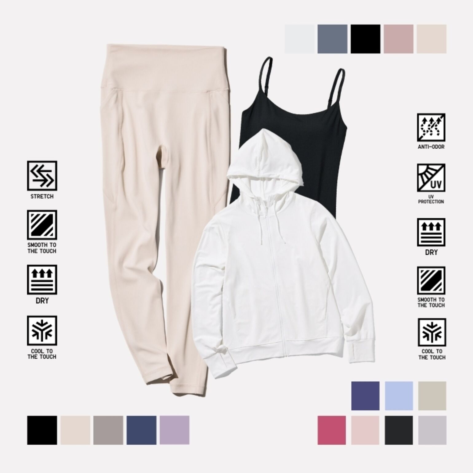 3. AIRism Bra Kamisol, AIRism Jaket Mesh Hoodie & Celana Legging Proteksi UV 