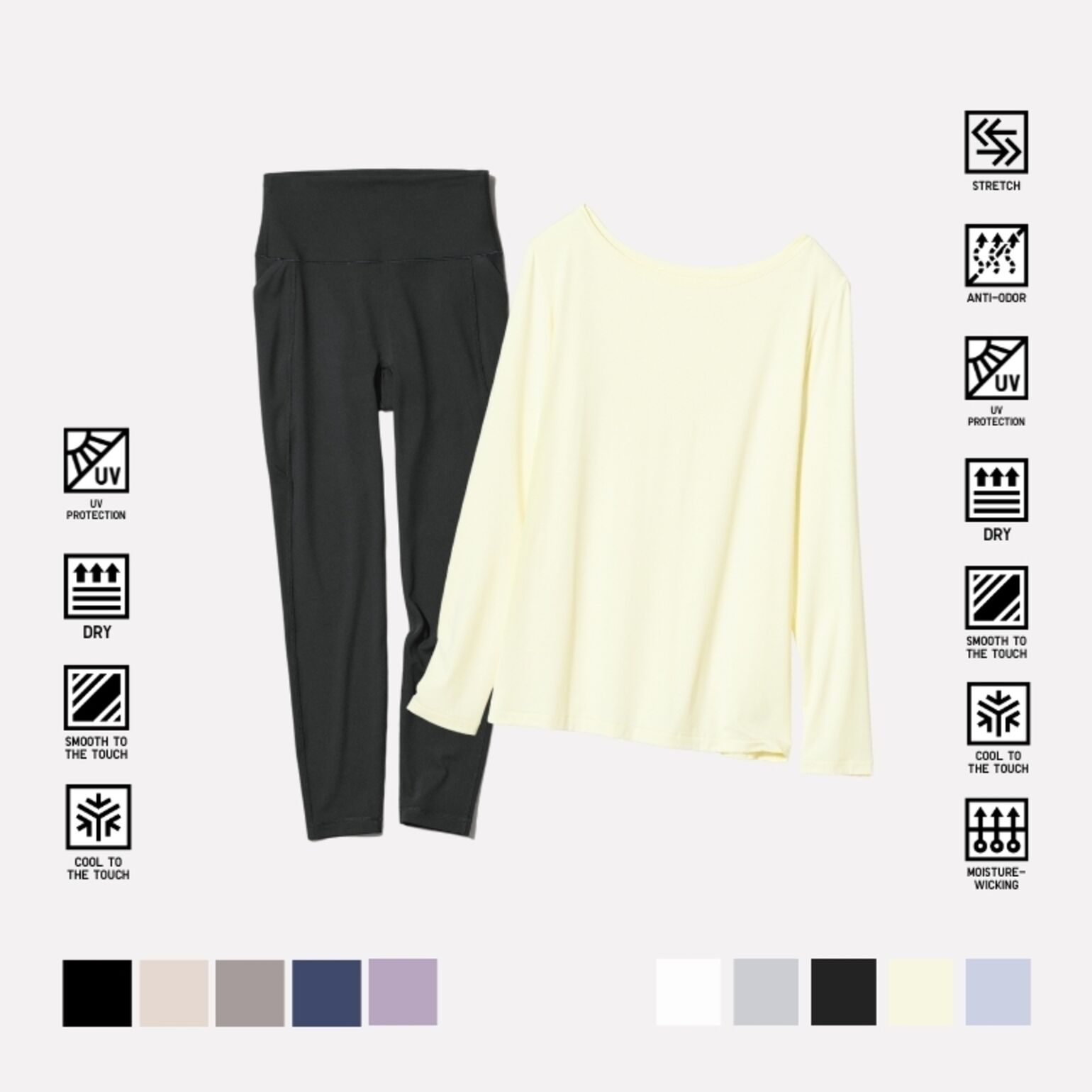 4. AIRism T-Shirt Proteksi Sinar UV (Campuran Sutra) & AIRism Celana Legging Lembut Proteksi Sinar UV