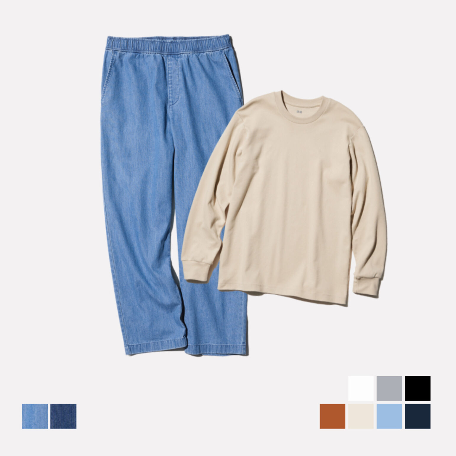 7. T-Shirt Soft Brushed & Celana Rileks Katun Ankle Denim