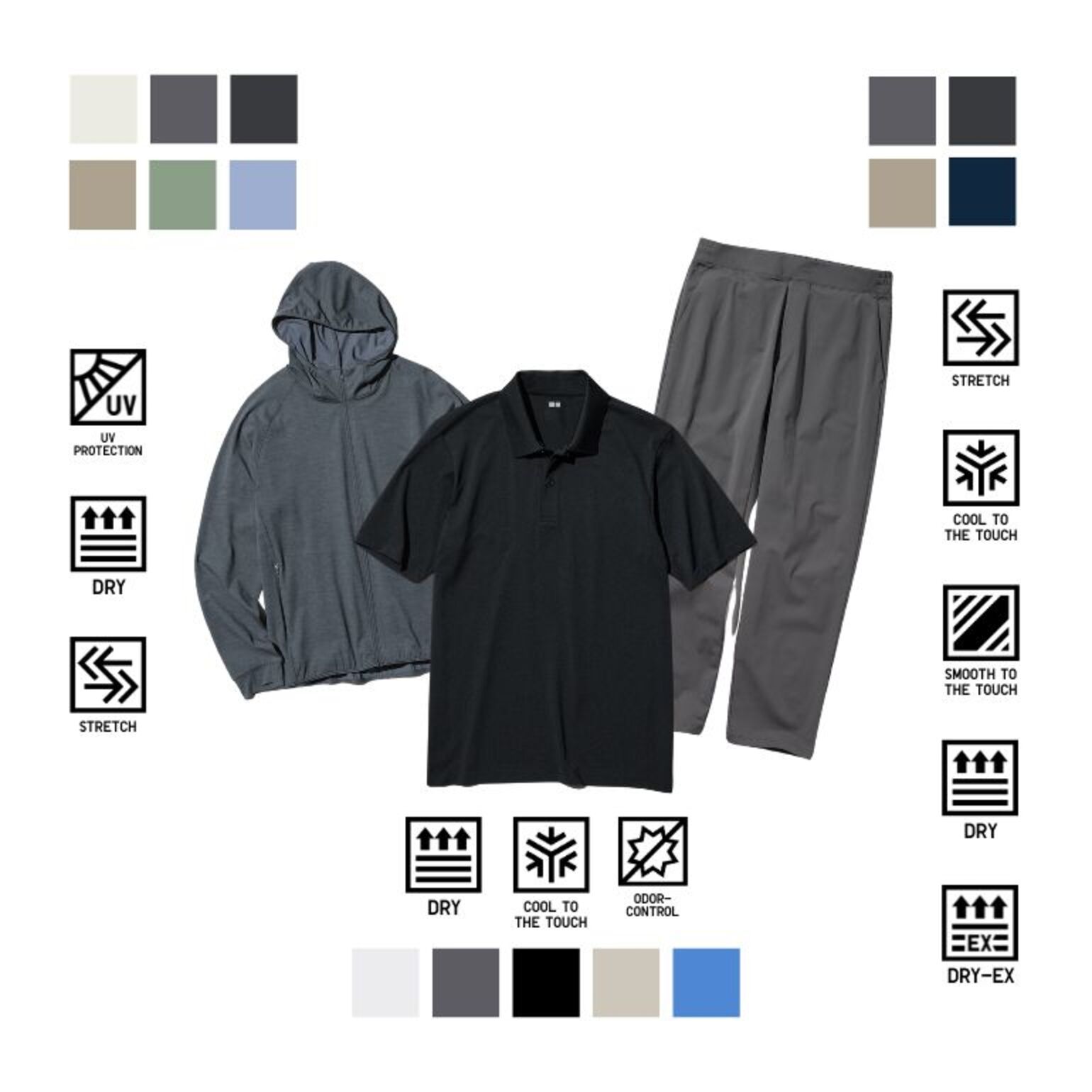 3. Jaket Hoodie DRY-EX + Polo DRY-EX + Celana Tapered DRY-EX