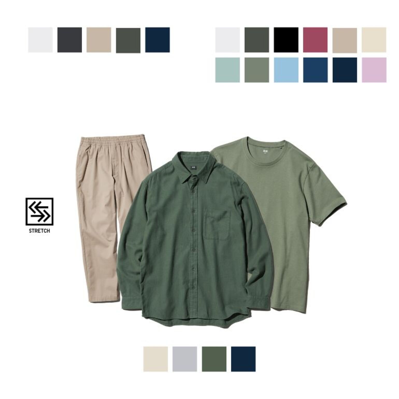 Kemeja Flannel Polos, T-Shirt Supima, dan Celana Rileks Katun Ankle