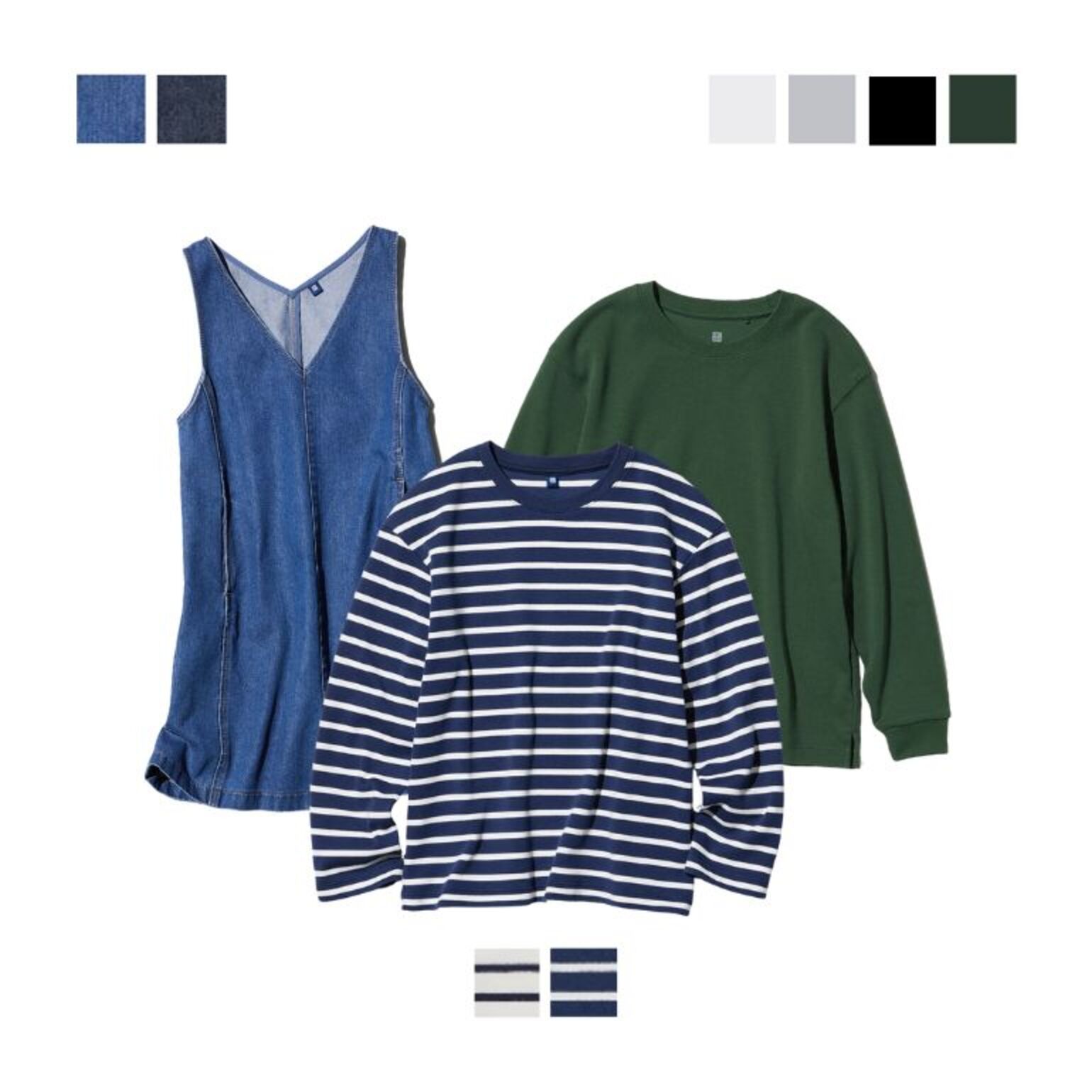 GIRLS Gaun Jumper Denim & KIDS T-shirt Soft Touch Lengan Panjang