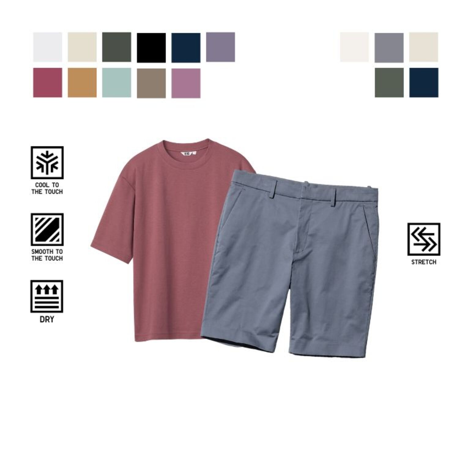 AIRism Katun T-shirt Oversize & Celana Pendek Stretch Slim Fit