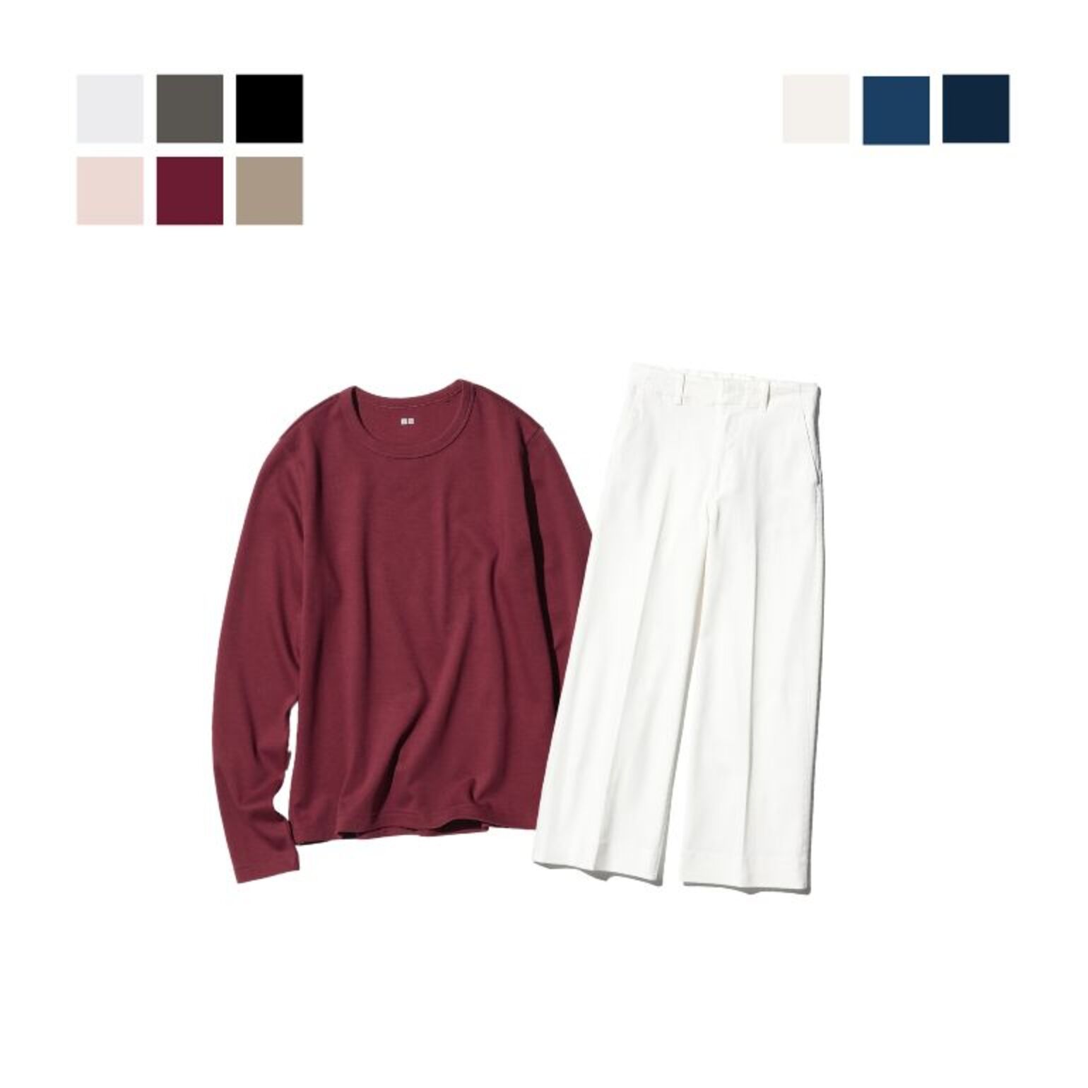 2. T-Shirt Katun Lembut Stretch Lengan Panjang & Celana Panjang Jeans Lebar