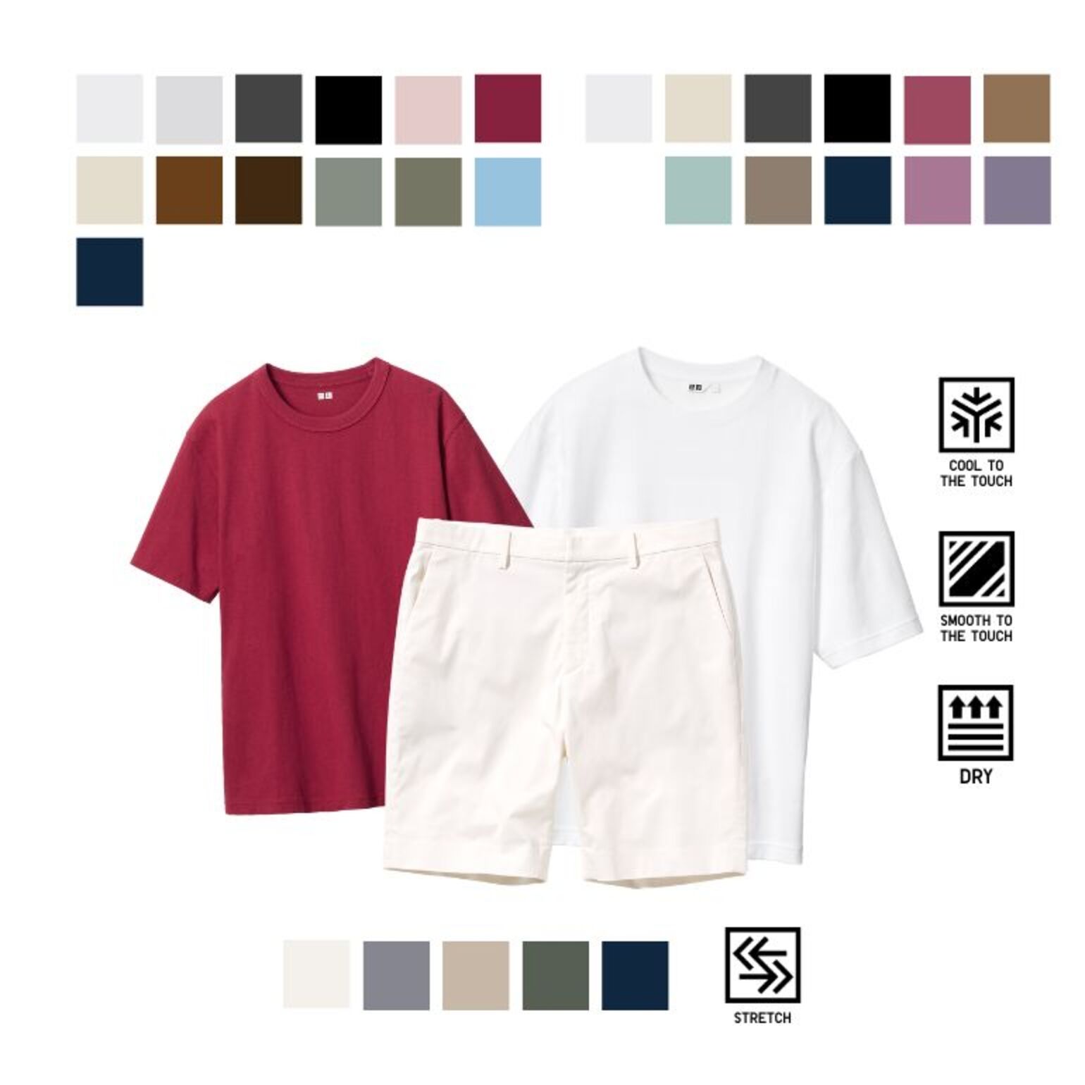 1. T-Shirt Kerah Bulat dan Celana Pendek Stretch Slim Fit