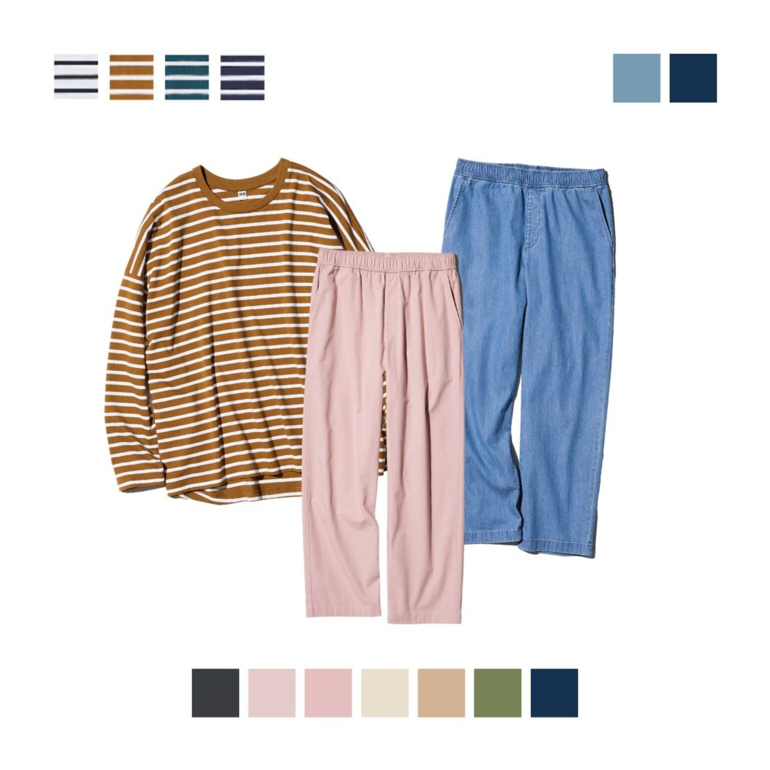 T-Shirt Katun Lembut Rileks | Lengan Panjang & Celana Katun Rileks Ankle