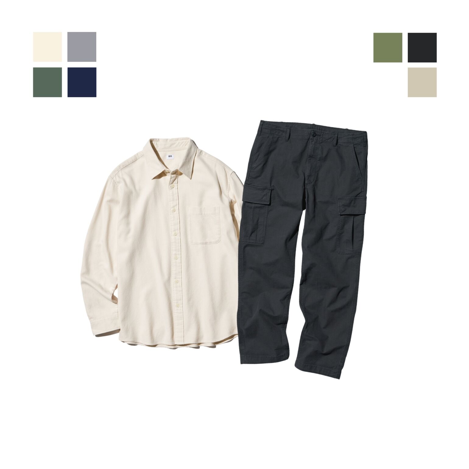 2.Kemeja Flannel Lengan Panjang & Celana Kargo