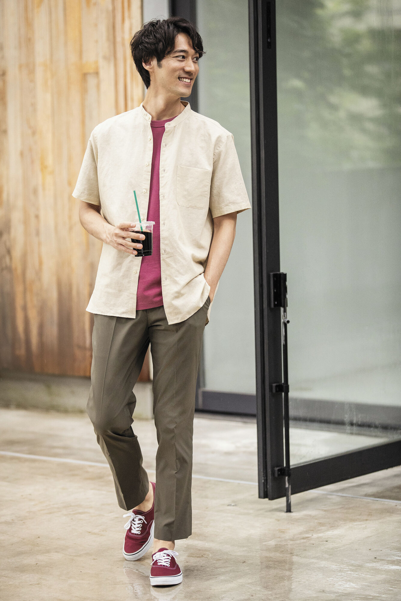 Short Sleeve Linen Shirts Outfit for Men