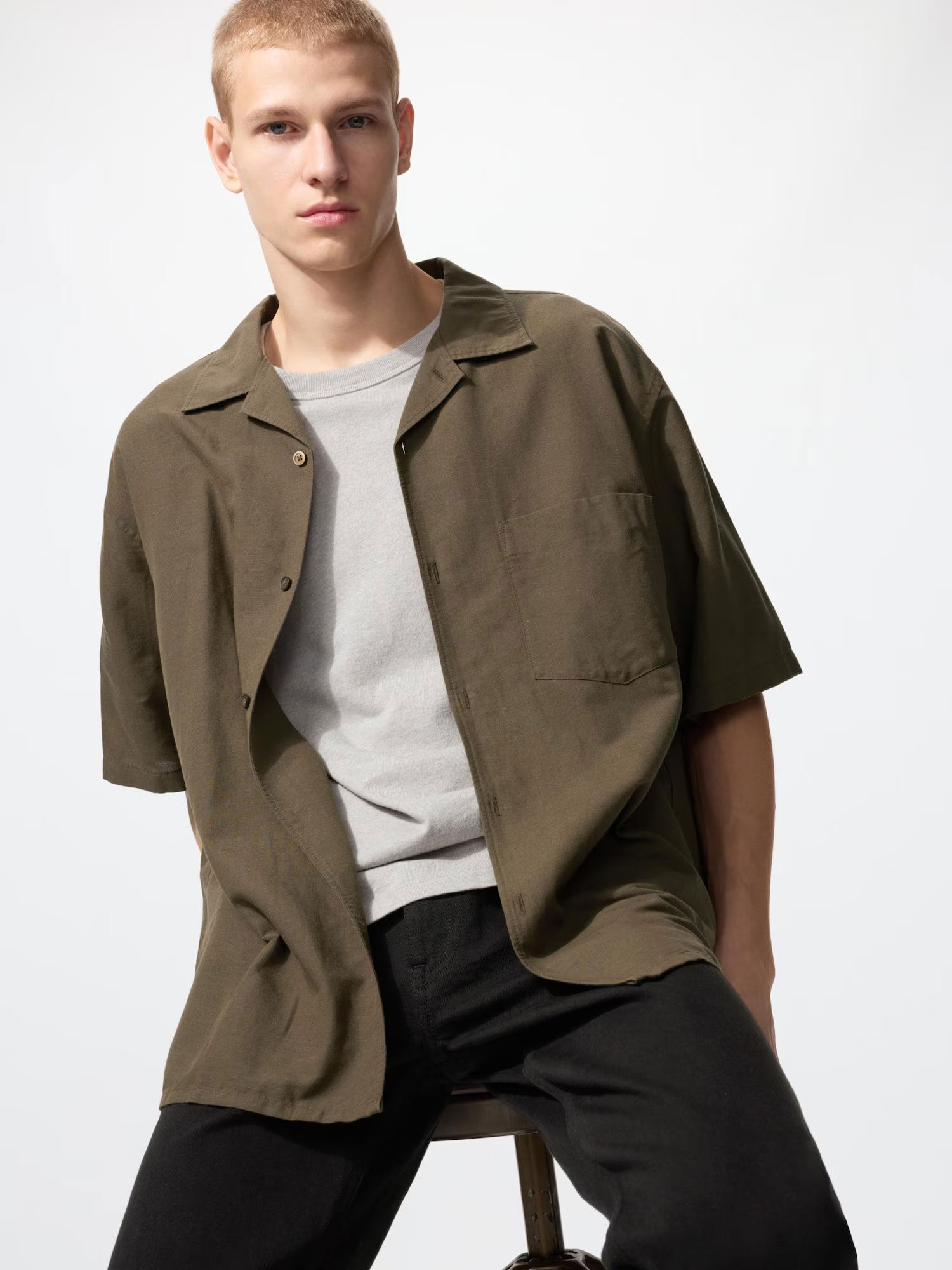 Unisex Cotton Linen Short Sleeve Shirt