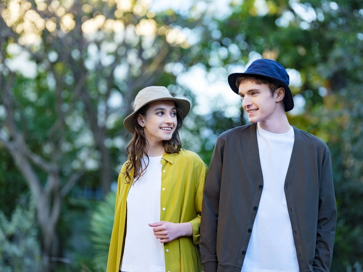 Woman and man wearing a white t-shirt