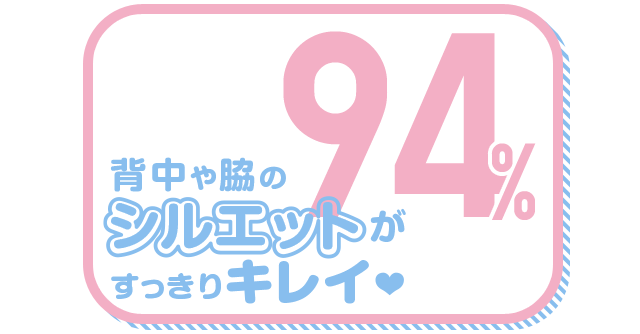 背中や脇のシルエットがすっきりキレイ 94%