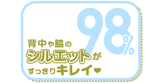 背中や脇のシルエットがすっきりキレイ 98%