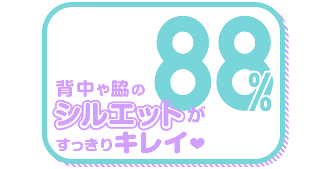 背中や脇のシルエットがすっきりキレイ 88%