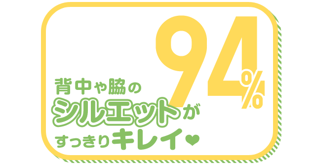 背中や脇のシルエットがすっきりキレイ 94%
