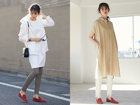 オーバーサイズ×レギンススタイル 美脚に見せながら動きやすさ抜群。