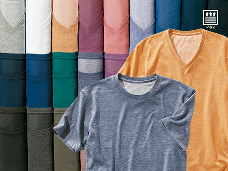 ドライカラーTシャツ Tシャツとして一枚でも、インナーでも使える厚み。