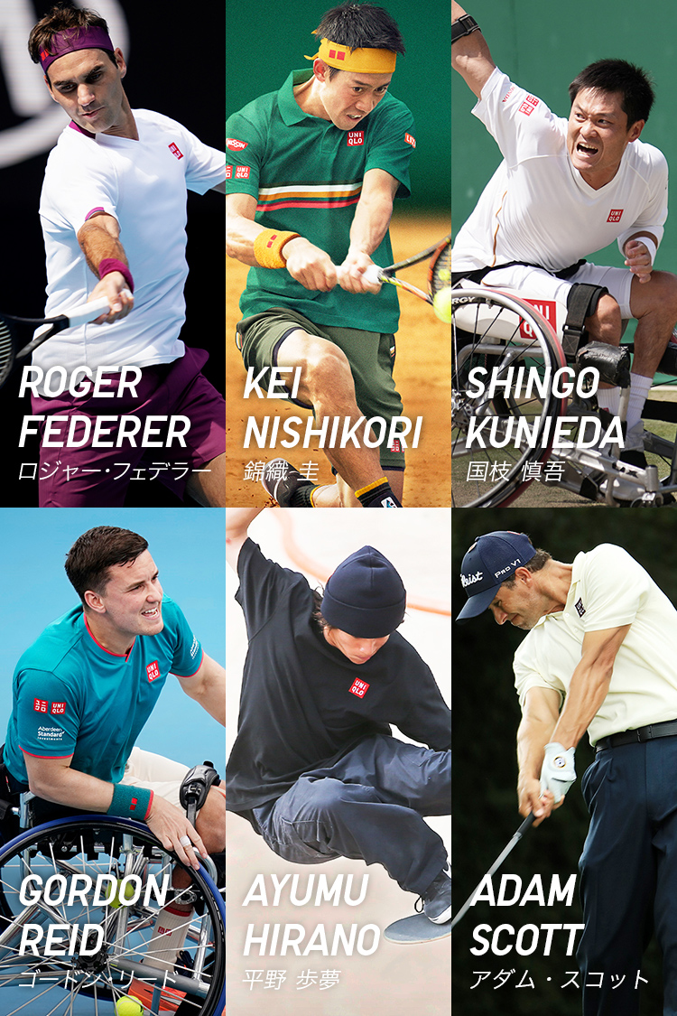 ROGER FEDERER ロジャー・フェデラー KEI NISHIKORI 錦織 圭 SHINGO KUNIEDA 国枝 慎吾 GORDON REID ゴードン・リード AYUMU HIRANO 平野 歩夢 ADAM SCOTT アダム・スコット