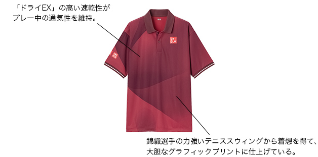 錦織圭選手最新着用モデル（ポロシャツ）