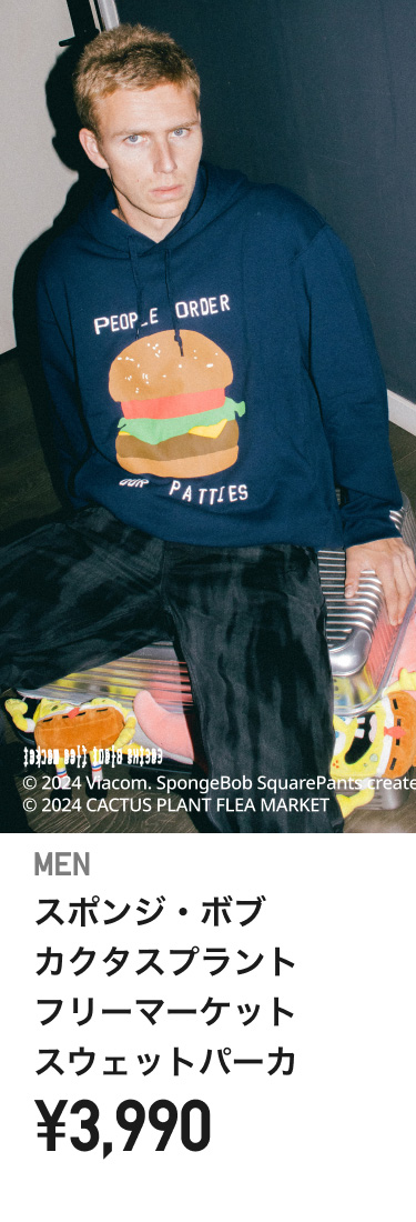 メンズスポンジ・ボブ×カクタスプラントフリーマーケットスウェットパーカ