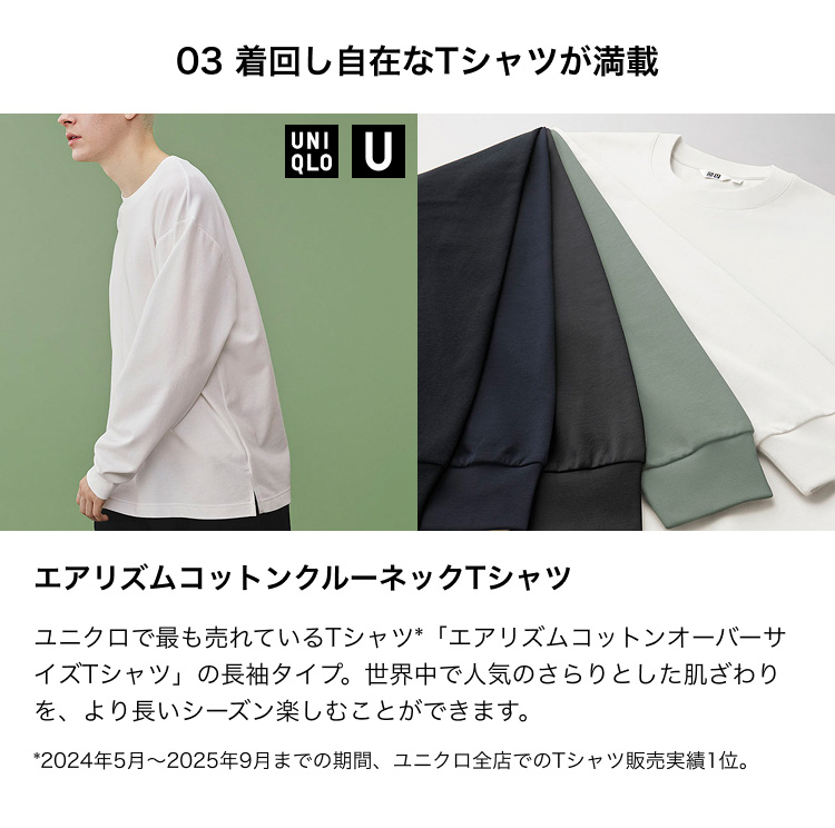 メンズ　エアリズムコットンクルーネックTシャツ