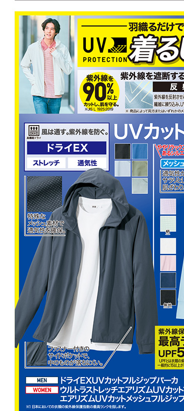 メンズポケッタブルUVカットパーカ