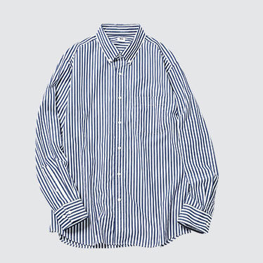 Men Extra Fine Cotton Broadcloth Striped Long-Sleeve Shirt