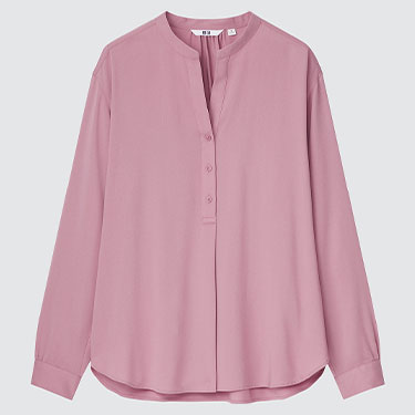 Rayon Relaxed Long Sleeve Blouse