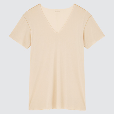 MEN AIRism Micro Mesh V Neck T-Shirt (Short Sleeve)