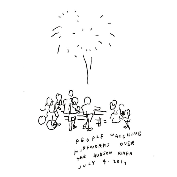 People watching fireworks over the Hudson 